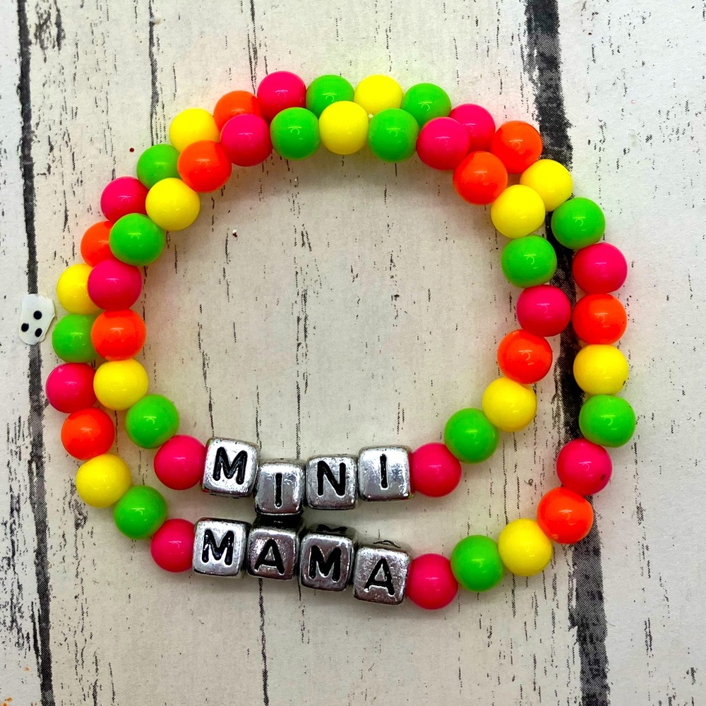 NWT Handmade beaded stretchy bracelets mama & mini